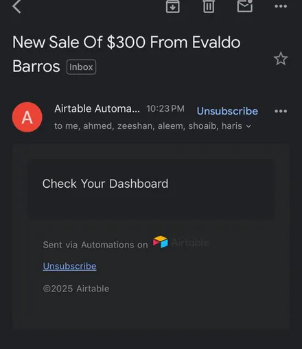 Email notification: New sale of $300 from Evaldo Barros